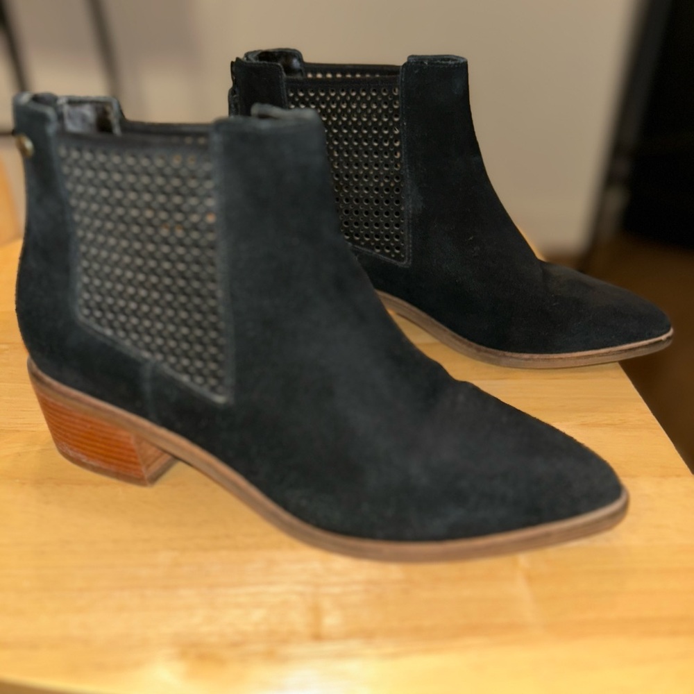 Cole Haan Val Perforated Suede Ankle Boots.